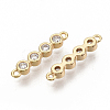 Brass Micro Pave Clear Cubic Zirconia Links connectors X-ZIRC-T011-11G-NF-2