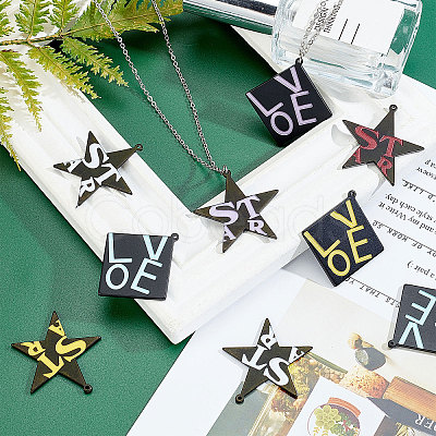 SUNNYCLUE 20Pcs 2 Style Spray Painted Cellulose Acetate(Resin) Pendants RESI-SC0002-02-1