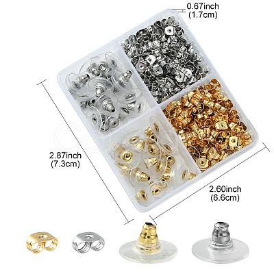 340Pcs 4 Style 304 Stainless Steel Friction Ear Nuts & Bullet Clutch Earring Backs Sets STAS-YW0001-82-1