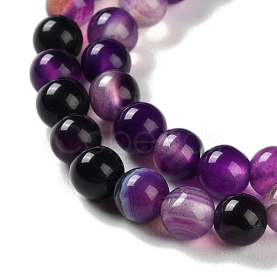 Natural Striped Agate/Banded Agate Beads Strands G-Z060-A01-A12-1