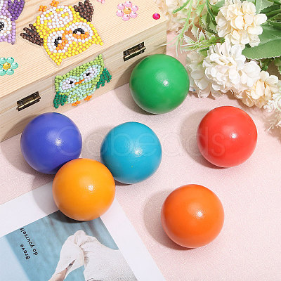 6 Colors Rainbow Color Wooden Ball Toys AJEW-WH0472-83B-1