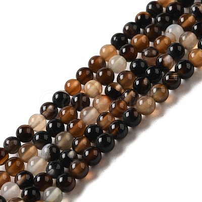 Dyed Black Agate Round Bead Strands G-P070-22-4mm-1