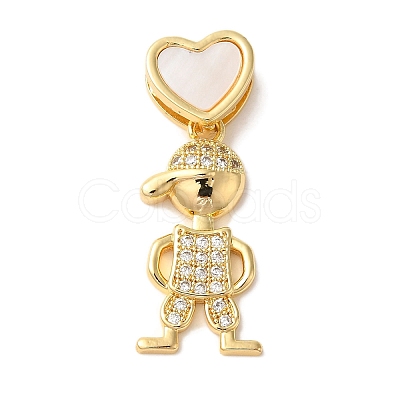 Rack Plating Brass Micro Pave Cubic Zirconia Pendants KK-L220-018G-01-1