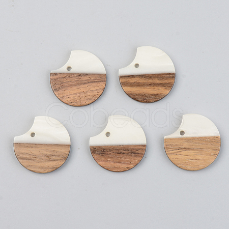 Opaque Resin & Walnut Wood Pendants RESI-S389-038A-C04-1