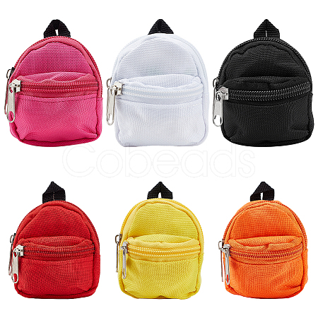   6Pcs 6 Style Casual Mini Cloth Doll Backpack AJEW-PH0004-15-1