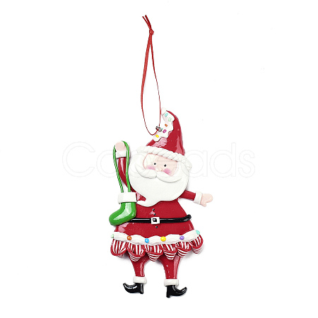 Christmas Santa Claus Handmade Polymer Clay Pendant Decorations HJEW-P017-01B-1