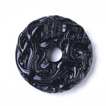 Natural Black Obsidian Pendants G-K298-13-1