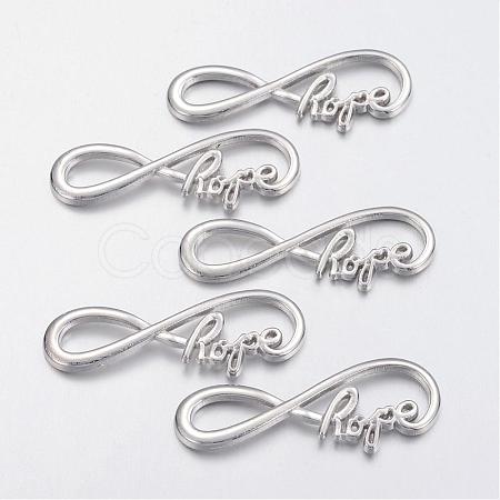 Tibetan Style Alloy Infinity with Hope Links connectors TIBE-S230-P-FF-1