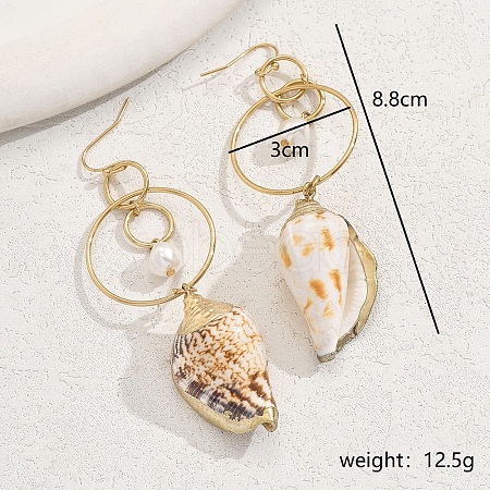 Shell & Imitation Pearl Seashell Earrings for Women XZ4806-1