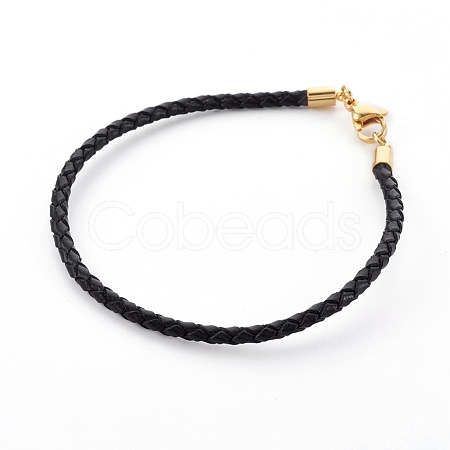 Braided Leather Cord Bracelet Making MAK-L018-04G-1