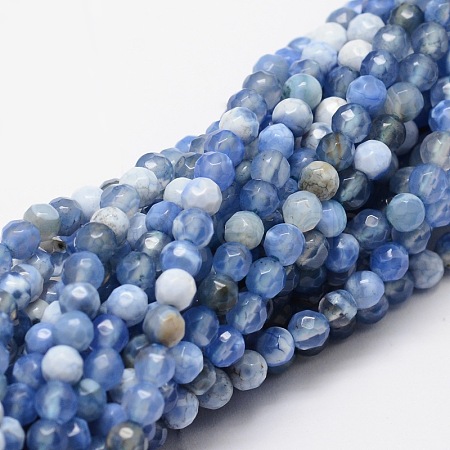 Faceted Natural Agate Round Beads Strands X-G-E318B-4mm-02-1