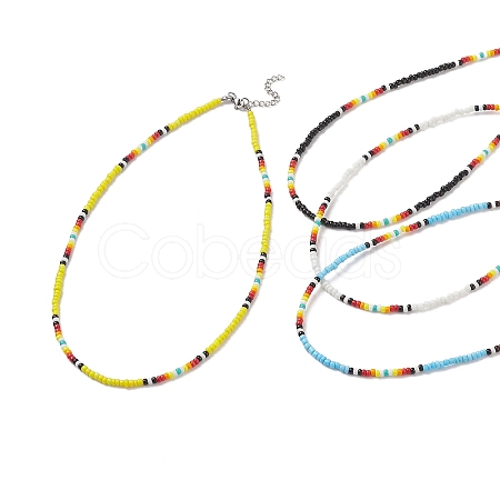 4Pcs 4 Color Glass Seed Beaded Necklaces Set for Women NJEW-TA00053-1