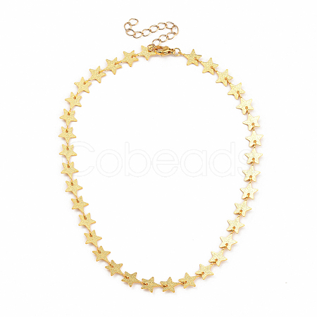 Star Brass Link Chain Necklaces NJEW-JN02949-1
