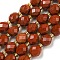 Natural Red Jasper Beads Strands, Faceted, Oval, with Seed Beads, 8~9x6~8mm, Hole: 1~1.2mm, about 17~19pcs/strand, 7.09~7.87 inch(18~20cm)